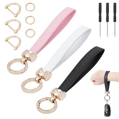 3комплекты 3 цвета ремешков для сумок из искусственной кожи, с сплава цинка застежками, для аксессуаров сумки, с отверткой, золотые