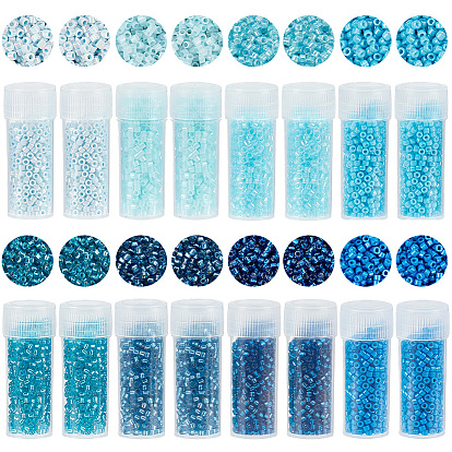 80G 8 Colors Cylinder Seed Beads, Frosted Colors, Uniform Size, with 16Pcs Plastic Refillable Bottles