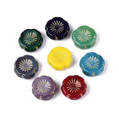 Стеклянные бусины, цветок, золотой металл обвитыми