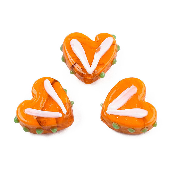 Непрозрачные нити бусин лэмпворк ручной работы, сердце