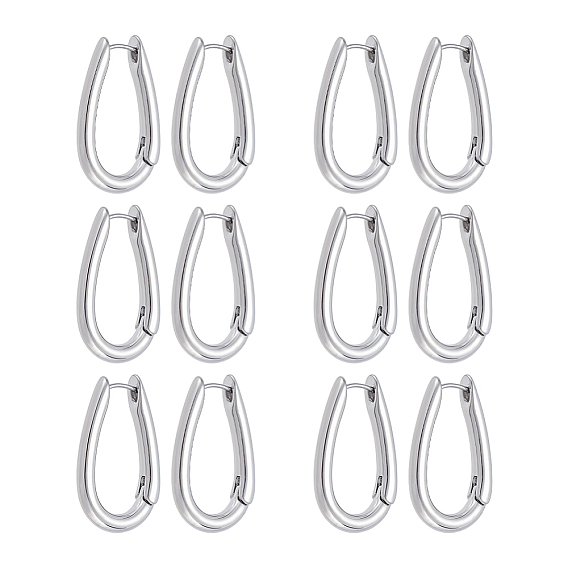 6 пары сережек-колец из сплава, слеза