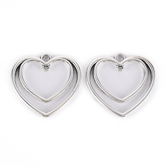 Tibetan Style Alloy Open Back Bezel Link Connectors,  For DIY UV Resin, Epoxy Resin, Pressed Flower Jewelry, Lead Free & Cadmium Free, Heart