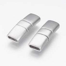304 Stainless Steel Fold Over Clasps, Rectangle, Matte