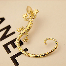 Sparkling Rhinestone Rose Gold Lizard Earrings for Nightclub Party, Popular European and American Ear Jewelry
