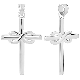 3 шт. 304 подвески из нержавеющей стали, крест с бесконечностью чары, анти-тускнение