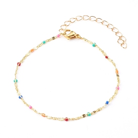Brass Enamel Lumachina Chain Anklets, Colorful