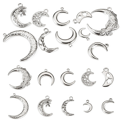 20pièces 2sacs 304pendentifs en acier inoxydable, charme de lune