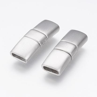 304 Stainless Steel Fold Over Clasps, Rectangle, Matte