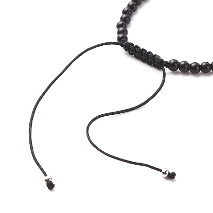 2Pcs 2 Colors Acrylic & Brass Heart Braided Bead Bracelets Set, Nylon Cord Adjustable Bracelets for Women