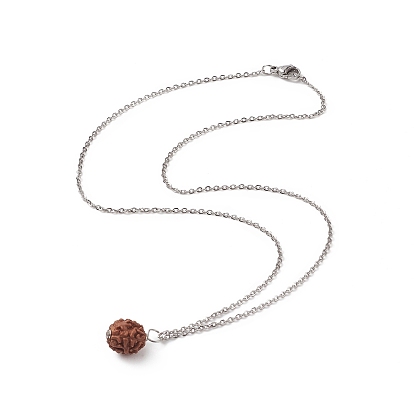 Natural Rudraksha Pendant Necklace, with 304 Stainless Steel Cable Chain