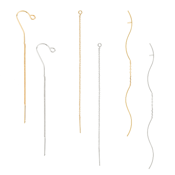Unicraftale Brass Chain Stud Earring Findings, Ear Threads