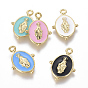 Golden Plated Brass Enamel Pendants, for DIY Jewelry Making, Oval with Virgin Mary Religion
