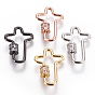Latón micro pave cubic zirconia tornillo mosquetón cerradura encantos, para hacer collares, cruzar