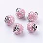 Handmade Indonesia Beads, with Alloy Findings and Acrylic Rhinestone, Oval