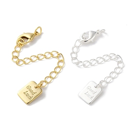 Латунные карабины и концы с цепочкой, прямоугольник со словом удачи, без кадмия и без свинца