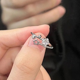 Кольца-манжеты из сплава с кристаллами и стразами для женщин, звезда