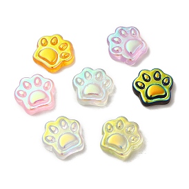 Transparent Resin Cabochons, AB Color Plated, Cat Paw Shape