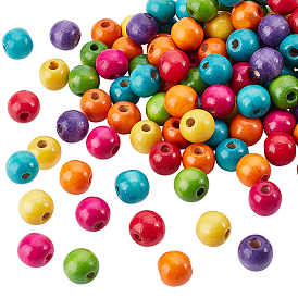 400Деревянные европейские бусины шт., круглые, бусины с большим отверстием