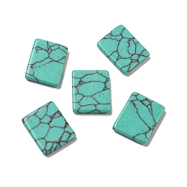 Cabochons turquoises synthétiques, teint, rectangle