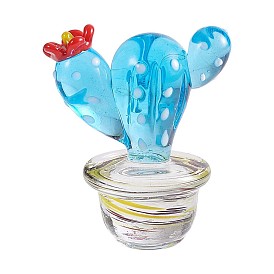 Small Glass Art Cactus Figurines, Handmade Blown Glass Cactus Statues, Cute Mock Plant Cactus Planter for Collectibles Home Table Decoration