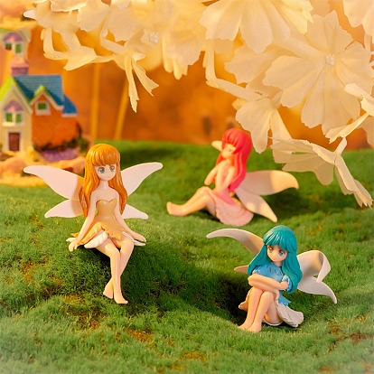 Mini hada de pvc, ala blanca, figurilla, decoraciones de casa de muñecas