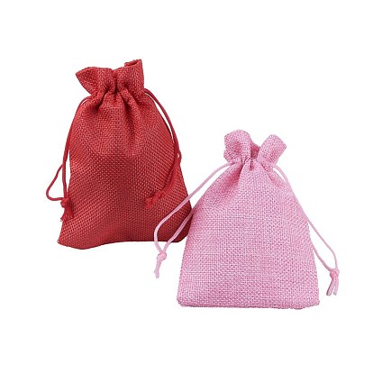 6 Colors Burlap Packing Pouches, Drawstring Bags