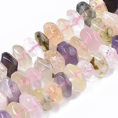 Natural Mixed Quartz Beads Strands, Nuggets, Faceted
