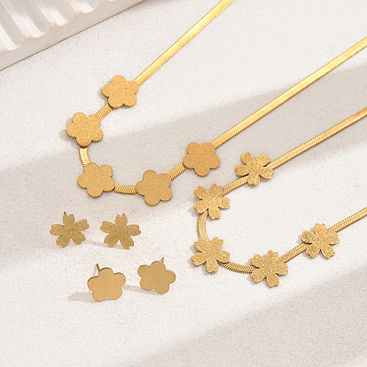 Элегантный винтажный комплект из серег и ожерелья из нержавеющей стали с цветочным/квадратным узором для женщин