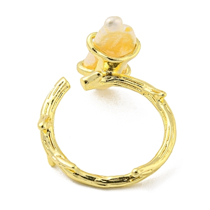 Открытое кольцо-манжета из натурального жемчуга, латунное кольцо на палец