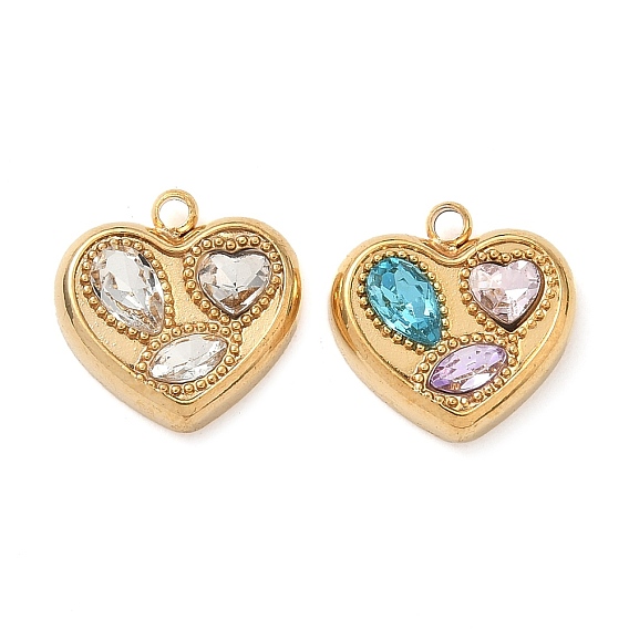 304 из нержавеющей стали сердце кулоны, со стразами, ионное покрытие (ip)