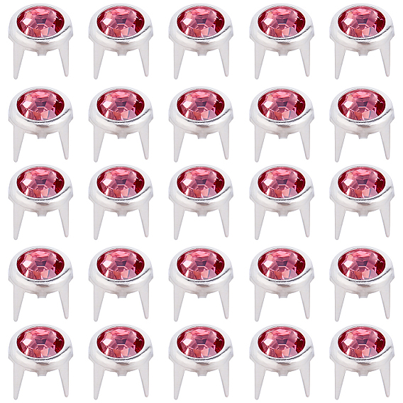 120 шт. латунные заклепки со стразами, плоско-круглые