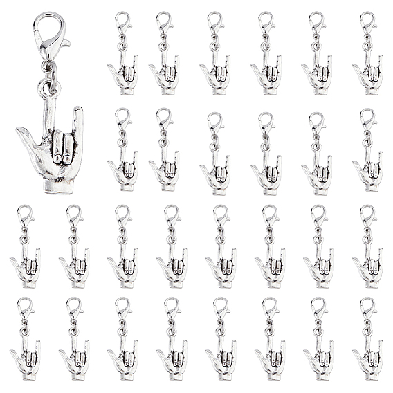 60шт. рок жест сплав подвеска украшения, Сплав с застежками когтя омара