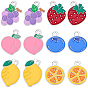 60Pcs 6 Styles Fruit Alloy Enamel Charms, Platinum