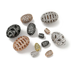 Laiton micro pavé de perles de zircone cubique claires, ovale