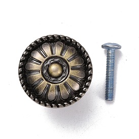 Vintage Victorian Floral Pattern Alloy Cabinet Door Knobs, Kitchen Drawer Pulls Cabinet Handles, with Iron Screws