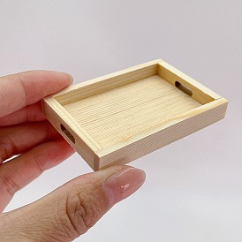Mini Rectangle Wooden Tray, for Dollhouse Accessories Pretending Prop Decorations