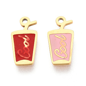 304 из нержавеющей стали шармы эмали, ионное покрытие (ip), напиток со словом крутой шарм, реальный 14 k позолоченный