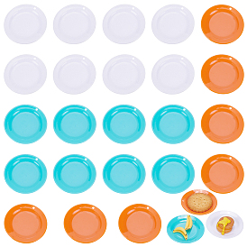Olycraft 24Pcs 3 Colors Mini ABS Plastic Dish, for Dollhouse Accessories, Pretending Prop Decorations