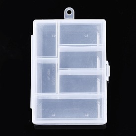 Contenedor de almacenamiento de cuentas de polipropileno (pp) rectangular, 6 cajas organizadoras de compartimentos, con tapa abatible, para abalorios pequeños accesorios