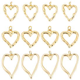 12шт 3 стили латунные подвески с покрытием стойки, без свинца и без кадмия, долговечный, сердце прелести, с целью перехода в кольце