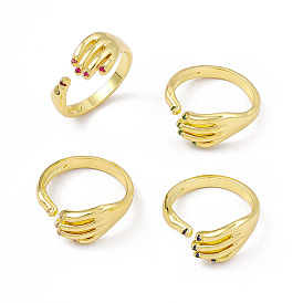 Открытое кольцо-манжета на руку с кубическим цирконием, золотые латунные украшения для женщин