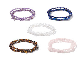 Женские эластичные браслеты из бисера с чипсами и круглыми драгоценными камнями