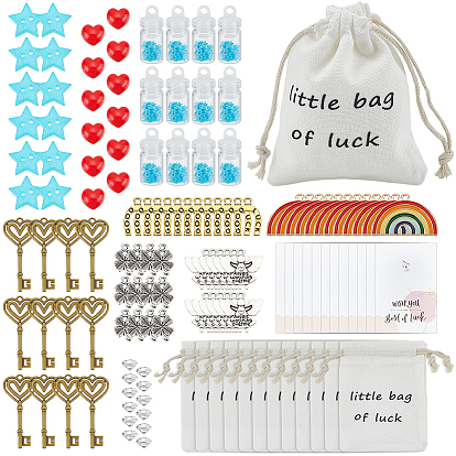 Набор для самостоятельного изготовления подарочных мешочков «Счастливый малыш», включая смоляные кнопки, сплав с эмалевыми подвесками, Кабошоны из смолы, стеклянные подвески, шнурок сумки
