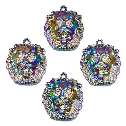 Rainbow Color Alloy Big Pendants, Cadmium Free & Nickel Free & Lead Free, Lion