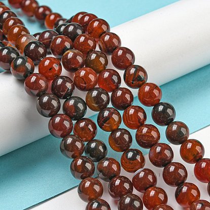 Natural Agate Round Bead Strands, Dyed