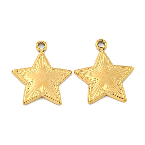 Ion Plating(IP) 304 Stainless Steel Pendants, Star Charm