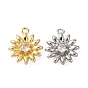 Латунные подвески из прозрачного кубического циркония, без кадмия, без никеля и без свинца, цветок