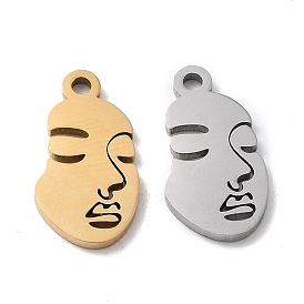 304 Stainless Steel Pendants, Abstract Face