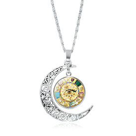 Ожерелья с подвесками из стекла в виде луны и глаз, с цепями из сплава Lumachina