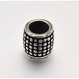 Retro Smooth 304 Stainless Steel Large Hole Barrel Beads, 13.5x10.5mm, Hole: 7mm